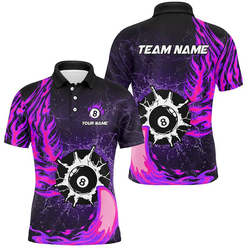 Personalized Multi-Color Funny 8 Ball Pool Fire Billiard Shirts For Pool Player, Billiard Jerseys TDM1636