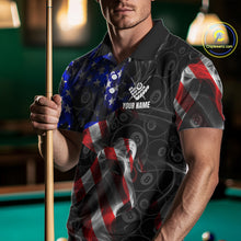 Load image into Gallery viewer, American Flag Smoke 8 Ball Billiard Shirts For Men Custom Patriotic Billiard Pool Team Jerseys TDM4028