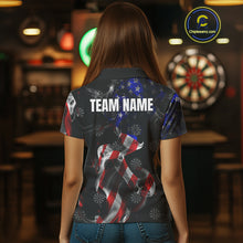 Load image into Gallery viewer, Custom Women's Dart Shirt With Pocket Option, US Flag Smoke Darts Team Jersey TDM4029