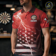 Load image into Gallery viewer, Red Lightning American Flag Eagle Dart Shirt With Pocket Option For Men TDM6553