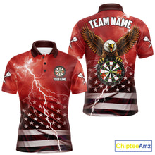 Load image into Gallery viewer, Red Lightning American Flag Eagle Dart Shirt With Pocket Option For Men TDM6553