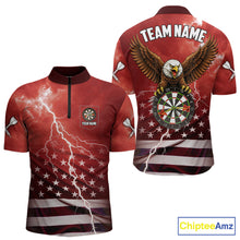 Load image into Gallery viewer, Red Lightning American Flag Eagle Dart Shirt With Pocket Option For Men TDM6553