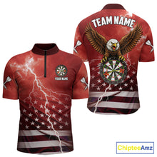 Load image into Gallery viewer, Red Lightning American Flag Eagle Dart Shirt With Pocket Option For Men TDM6553