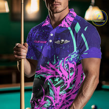 Load image into Gallery viewer, Personalized 8 Ball Billiard Shirt For Men | Neon Purple, Pink &amp; Teal Paint Funny Pool Team Jersey TDM4232