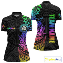Load image into Gallery viewer, Personalized Rainbow Tribal Darts Polo &amp; Quarter Zip Custom Darts Shirt For Women Darts Team Jersey TDM4827