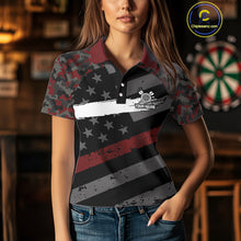 Load image into Gallery viewer, Red Camo American Flag Darts Jersey For Women Custom Grunge Darts Shirt Team Polo &amp; Quarter Zip TDM5032