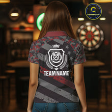 Load image into Gallery viewer, Red Camo American Flag Darts Jersey For Women Custom Grunge Darts Shirt Team Polo &amp; Quarter Zip TDM5032