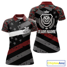 Load image into Gallery viewer, Red Camo American Flag Darts Jersey For Women Custom Grunge Darts Shirt Team Polo &amp; Quarter Zip TDM5032