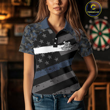 Load image into Gallery viewer, Blue Camo American Flag Darts Shirt For Women Custom Patriotic Darts Jersey Team Polo &amp; 1/4 Zip TDM5034