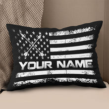 Load image into Gallery viewer, Custom Black White Vintage US Flag Archey Pillow, Patriotic Throw Pillow TDM0776