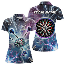 Load image into Gallery viewer, Blue And Purple Galaxy Thunder Lightning Dart Shirts For Women Custom Dart Jerseys Polo &amp; 1/4 Zip TDM3768