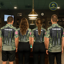 Load image into Gallery viewer, Custom Green Camo US Flag 8 Ball Pool Shirt For Women, Billiard Team Jersey Polo &amp; 1/4 Zip TDM6138