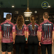 Load image into Gallery viewer, Custom Red Camo US Flag 8 Ball Pool Shirt For Women, Billiard Team Jersey Polo &amp; 1/4 Zip TDM6140