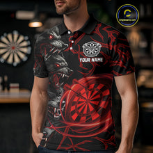 Load image into Gallery viewer, Personalized Wolf Dart Shirts For Men Custom Lights Dartboard Darts Team Jerseys |Red TDM4038