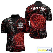 Load image into Gallery viewer, Personalized Wolf Dart Shirts For Men Custom Lights Dartboard Darts Team Jerseys |Red TDM4038