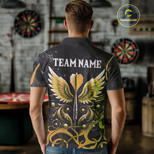 Load image into Gallery viewer, Yellow Black Custom Wings Darts Shirts For Men, Darts Jersey Pocket Option TDM4042