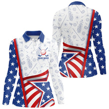 Load image into Gallery viewer, American Flag Womens Golf Polo Shirts Custom Golf Pattern Outfit For Ladies Best Patriotic Golf Wears TDM1866