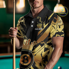 Load image into Gallery viewer, Personalized Golden 8 Ball Crown Billiard Shirt For Men, Pool King Team Jerseys Polo &amp; 1/4 Zip TDM4236