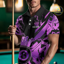 Load image into Gallery viewer, Personalized Purple 8 Ball Crown Billiard Shirt For Men, Pool King Team Jerseys Polo &amp; 1/4 Zip TDM4237