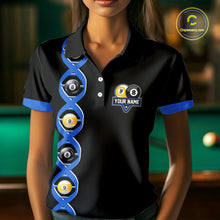 Load image into Gallery viewer, DNA Billiard 8 Ball &amp; 9 Ball Shirts For Women Custom Funny Pool Jerseys Team Polo &amp; 1/4 Zip |Blue TDM4391