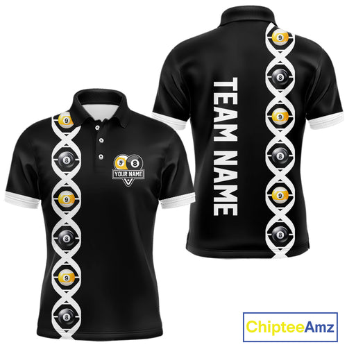 DNA Billiard 8 Ball & 9 Ball Shirts For Men Custom Funny Pool Jerseys Team Polo & 1/4 Zip |White TDM4392