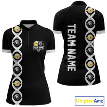 Load image into Gallery viewer, DNA Billiard 8 Ball &amp; 9 Ball Shirts For Women Custom Funny Pool Jerseys Team Polo &amp; 1/4 Zip |White TDM4392