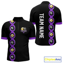 Load image into Gallery viewer, DNA Billiard 8 Ball &amp; 9 Ball Shirts For Men Custom Funny Pool Jerseys Team Polo &amp; 1/4 Zip |Purple TDM4393