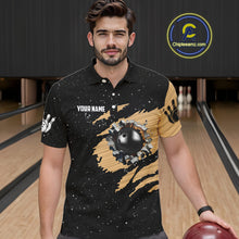 Load image into Gallery viewer, Custom Grunge American Flag Bowling Shirt For Men, Patriotic Bowling Team Jersey Polo &amp; 1/4 Zip TDM4631