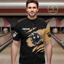 Load image into Gallery viewer, Custom Grunge American Flag Bowling Shirt For Men, Patriotic Bowling Team Jersey Polo &amp; 1/4 Zip TDM4631