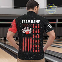 Load image into Gallery viewer, Custom Red Grunge American Flag Bowling Shirt For Men, Patriotic Bowling Team Jersey Polo, 1/4 Zip TDM4633