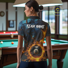 Load image into Gallery viewer, Personalized Fire Cracks 8 Ball Billiard Shirt For Women Custom 8 Ball Pool Jersey Polo &amp; 1/4 Zip TDM5045
