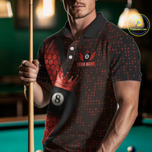 Load image into Gallery viewer, Personalized Red 8 Ball Pool Crown Hexagon Billiard Shirt For Men, Billiard League Team Jersey TDM5047