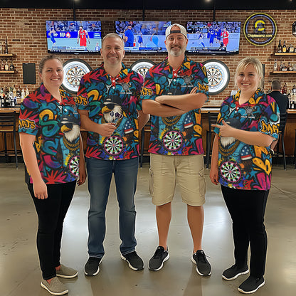 Funny Eagle Colorful Graffiti Darts Shirt For Men Custom Darts Jersey Team Polo & 1/4 Zip TDM5783
