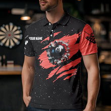 Load image into Gallery viewer, Customized Grunge American Flag 8 Ball Pool Men Billiard Polo Shirts, Pool Player Shirts |Red TDM1114