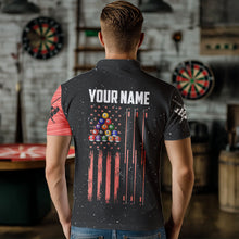 Load image into Gallery viewer, Customized Grunge American Flag 8 Ball Pool Men Billiard Polo Shirts, Pool Player Shirts |Red TDM1114