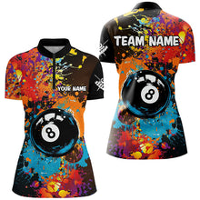 Load image into Gallery viewer, Personalized Grunge Colorful Paint 8 Ball Billiard Shirts For Women, Unique 8 Ball Pool Team Shirts TDM1656