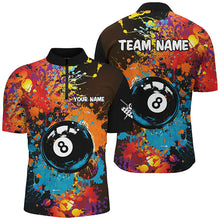 Load image into Gallery viewer, Personalized Grunge Colorful Paint 8 Ball Billiard Shirts For Men, Unique 8 Ball Pool Team Shirts TDM1656