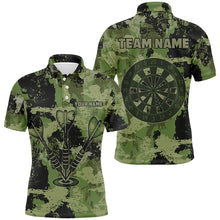 Load image into Gallery viewer, Custom Grunge Green Camo Darts Arrow Shirts For Men, Retro Darts Jerseys, Father's Day Darts Gifts TDM1660