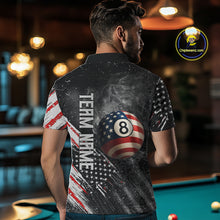 Load image into Gallery viewer, Personalized Grunge American Flag Men&#39;s Billiard Shirts Custom 8 Ball Pool Smoke Team Jerseys TDM4054