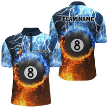 Load image into Gallery viewer, Fire And Water 8 Ball Pool Thunder Lightning Custom Men Billiard Shirts, Funny Billiard Jerseys TDM2072