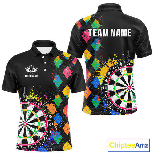 Custom Colorful Grunge Argyle Darts Shirt For Men Custom Darts Team Jersey, Funny Darts Gifts TDM4402