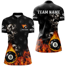 Load image into Gallery viewer, Personalized 8 Ball Pool Skull On Fire Billiard Shirts For Women, Funny 3D Printed Billiard Jerseys TDM2308
