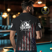 Load image into Gallery viewer, Billiard Jersey American Flag Smoke For Men Custom Patriotic 8 Ball Pool Jersey Polo &amp; 1/4 Zip TDM4647