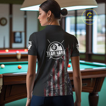 Load image into Gallery viewer, Billiard Jersey American Flag Smoke For Women Custom Patriotic 8 Ball Pool Jersey Polo &amp; 1/4 Zip TDM4647