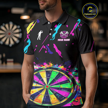 Funny Colorful Splash Dartboard Graffiti Style Darts Shirt For Men Custom Darts Team Jersey Outfit TDM5053