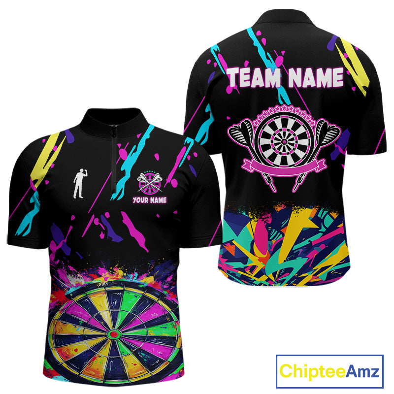 Funny Colorful Splash Dartboard Graffiti Style Darts Shirt For Men Custom Darts Team Jersey Outfit TDM5053