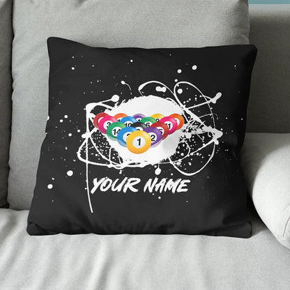Custom Grunge Billiard Balls Black Pillow, Personalized Pillows Billiard TDM0791