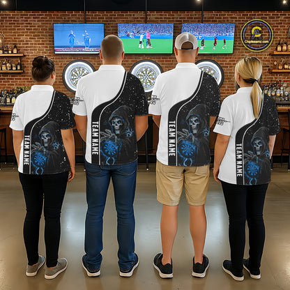 Blue Grim Reaper Darts Women Polo & Quarter-Zip Custom Darts Shirts For Team Darts Jerseys TDM5524