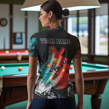 Load image into Gallery viewer, Personalized Orange And Turquoise 8 Ball Pool Smoke Billiard Shirts For Women Custom Billiard Jersey TDM3475