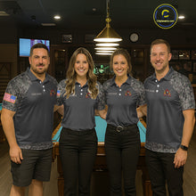 Load image into Gallery viewer, Personalized Retro Camo US Flag Billiard Shirt For Women Custom Pool Team Jersey Polo &amp; 1/4 Zip TDM5793